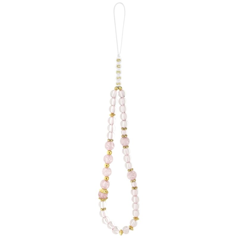 Husa iPhone 17 Pro Max originala Guess IML Flowers with Pearl Strap MagSafe, roz, GUHMP17XHFWBRCESP