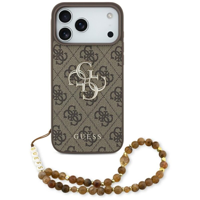 Husa originala Guess iPhone 17 Pro Max Hardcase 4G Classic Logo with Pearl Strap, maro, GUHCP17XP4GMGSW