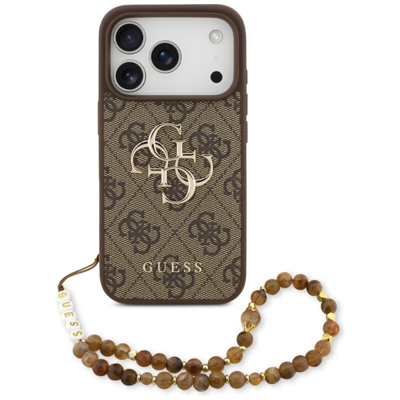 Husa originala Guess iPhone 17 Pro Hardcase 4G Classic Logo with Pearl Strap, maro, GUHCP17LP4GMGSW