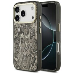 Husa originala Guess iPhone 17 Pro Max Python Pattern MagSafe, maro, GUHMP17XHIMPYGW