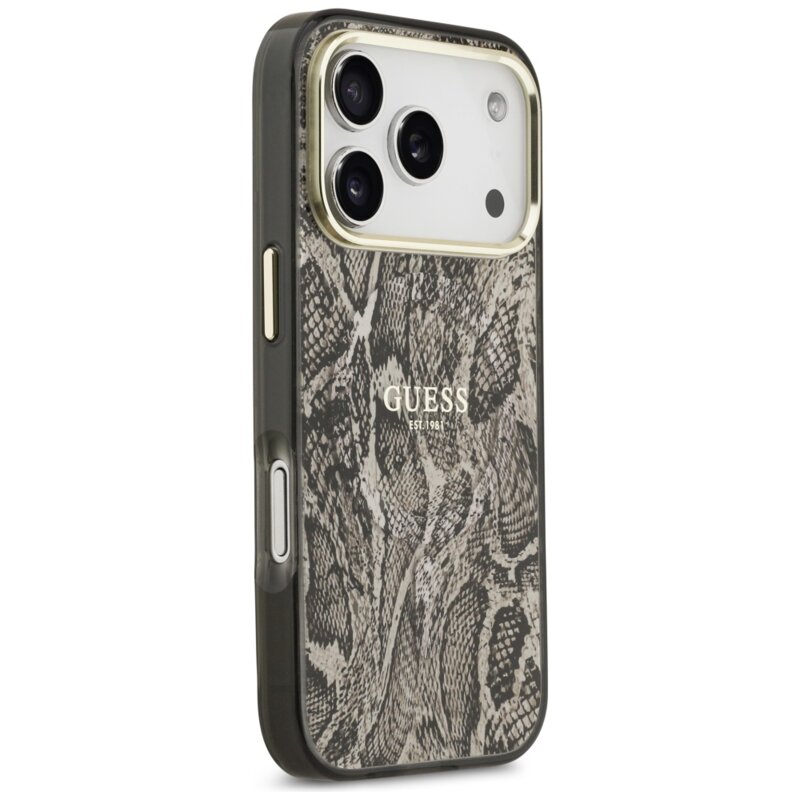 Husa originala Guess iPhone 17 Pro Max Python Pattern MagSafe, maro, GUHMP17XHIMPYGW