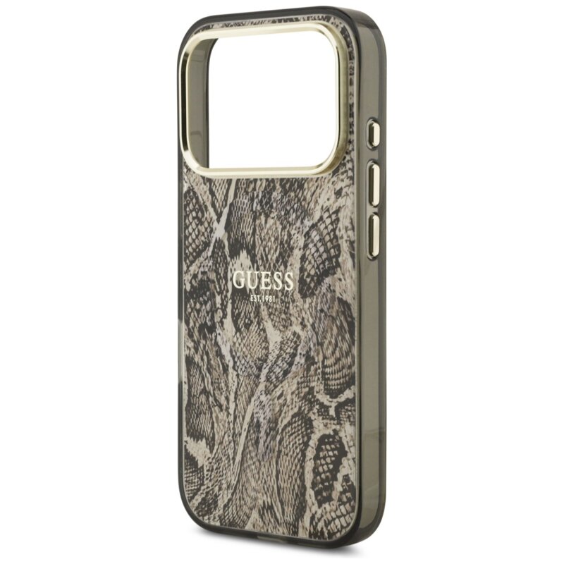Husa originala Guess iPhone 17 Pro Max Python Pattern MagSafe, maro, GUHMP17XHIMPYGW