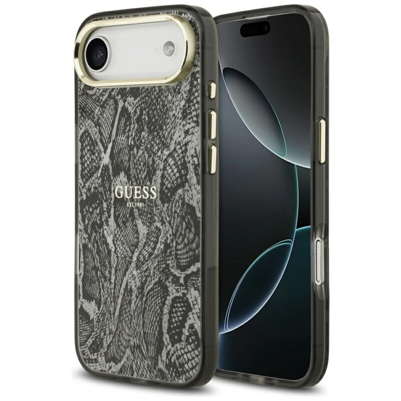 Husa originala Guess iPhone 17 Air Python Pattern MagSafe, negru, GUHMP17MHIMPYGK
