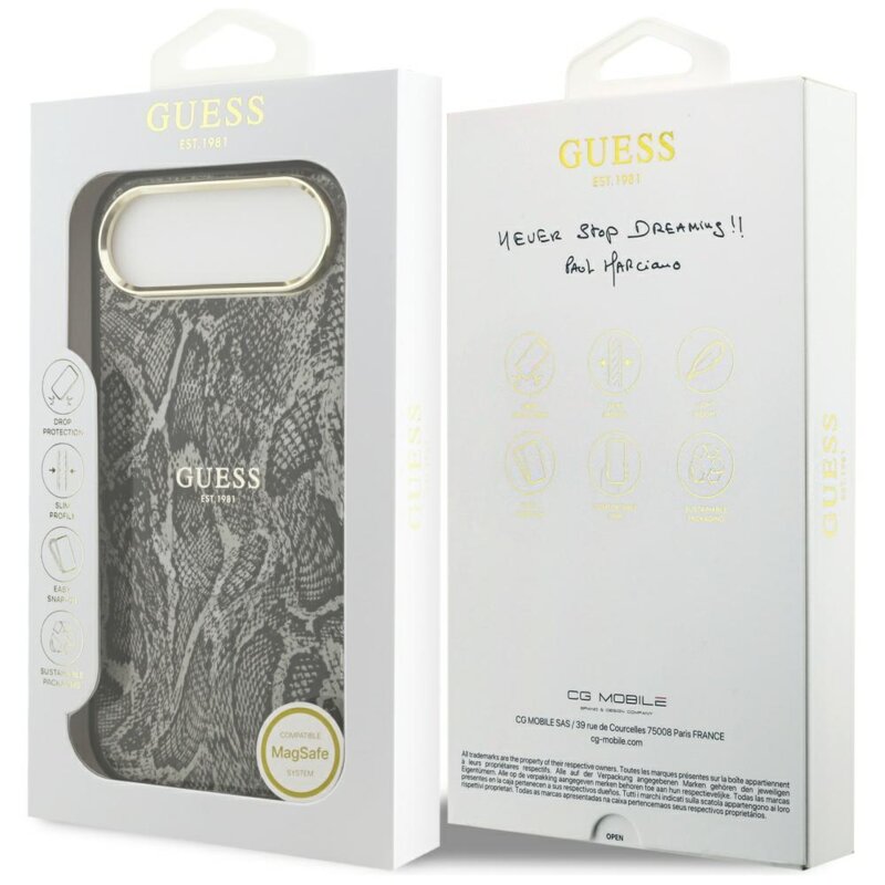 Husa originala Guess iPhone 17 Air Python Pattern MagSafe, negru, GUHMP17MHIMPYGK