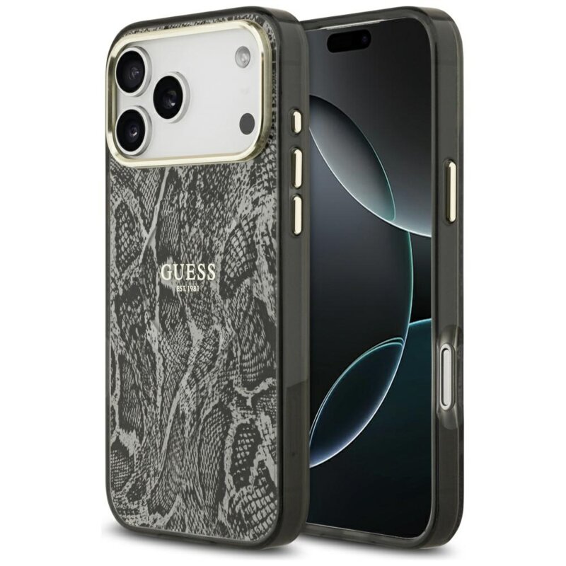 Husa originala Guess iPhone 17 Pro Max Python Pattern MagSafe, negru, GUHMP17XHIMPYGK