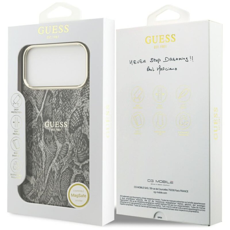 Husa originala Guess iPhone 17 Pro Max Python Pattern MagSafe, negru, GUHMP17XHIMPYGK