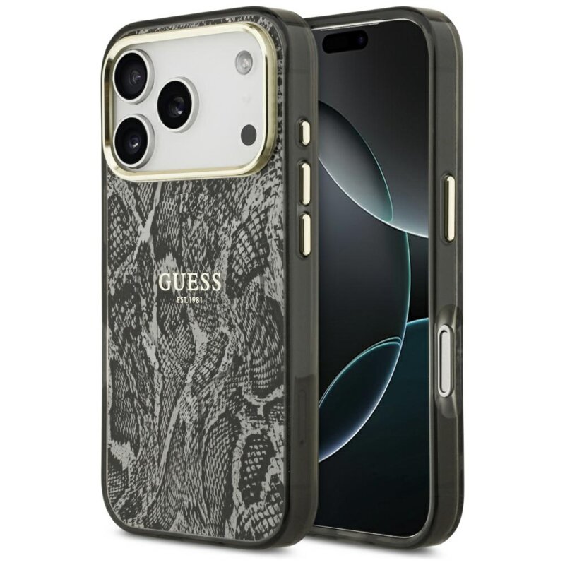 Husa originala Guess iPhone 17 Pro Python Pattern MagSafe, negru, GUHMP17LHIMPYGK