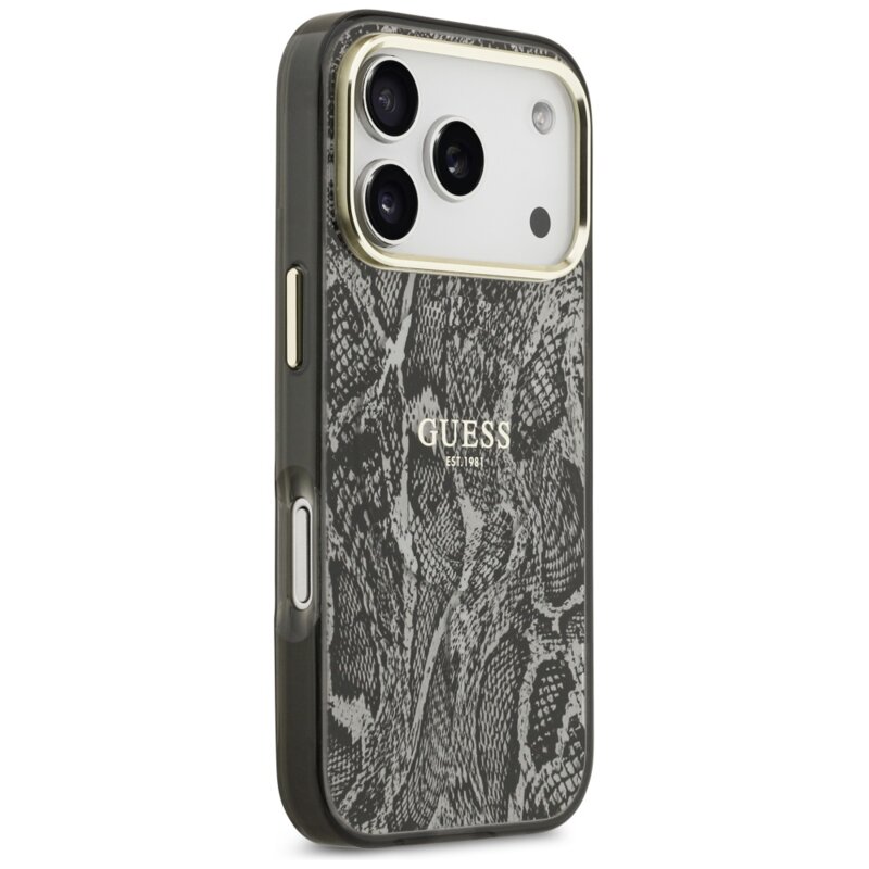 Husa originala Guess iPhone 17 Pro Python Pattern MagSafe, negru, GUHMP17LHIMPYGK