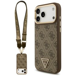 Husa originala Guess iPhone 17 Pro Max 4G Triangle Logo with Big Strap Metal Button MagSafe, maro, GUHMP17XP4G4TCSW
