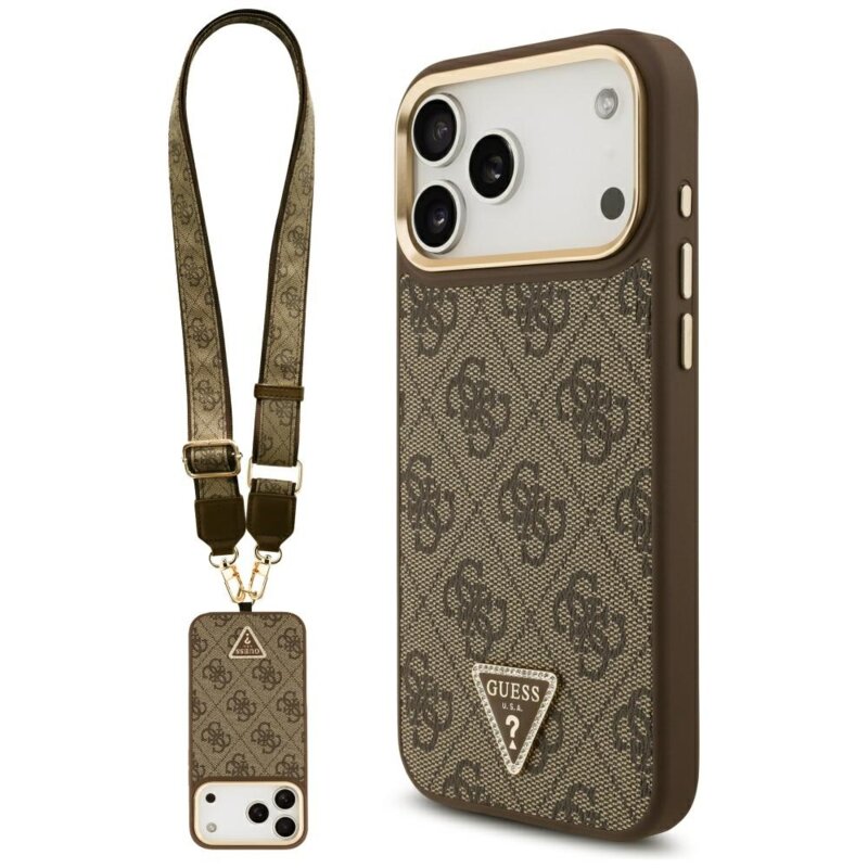 Husa originala Guess iPhone 17 Pro Max 4G Triangle Logo with Big Strap Metal Button MagSafe, maro, GUHMP17XP4G4TCSW