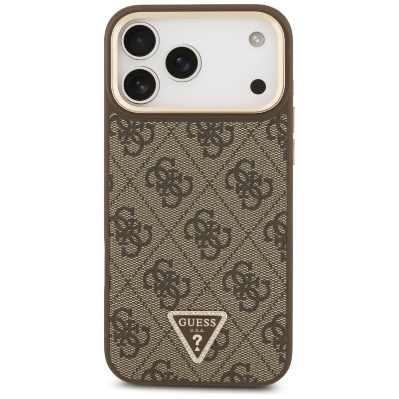 Husa originala Guess iPhone 17 Pro Max 4G Triangle Logo with Big Strap Metal Button MagSafe, maro, GUHMP17XP4G4TCSW