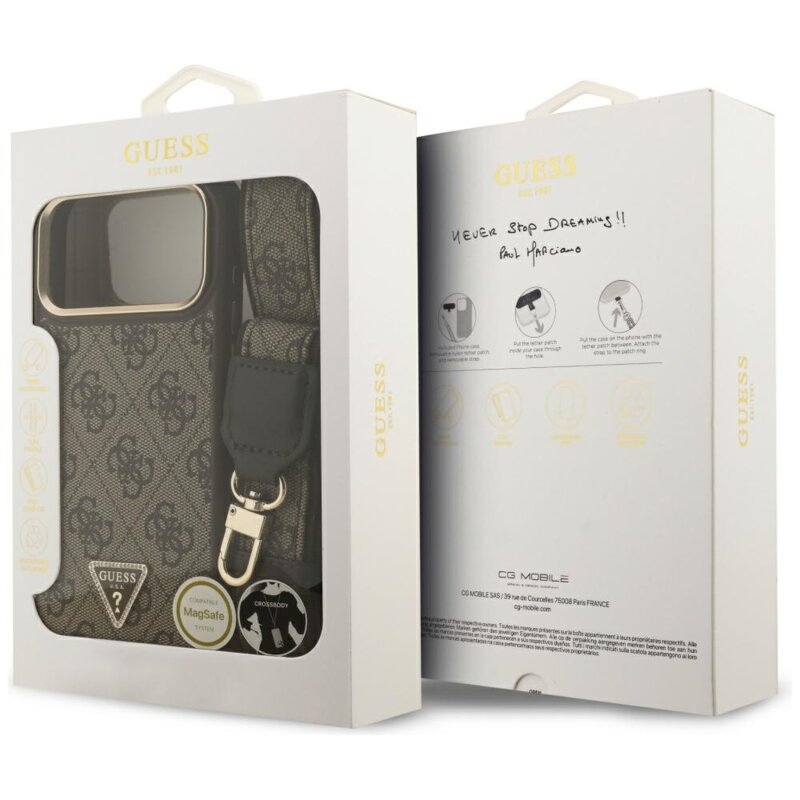 Husa originala Guess iPhone 17 Pro Max 4G Triangle Logo with Big Strap Metal Button MagSafe, maro, GUHMP17XP4G4TCSW