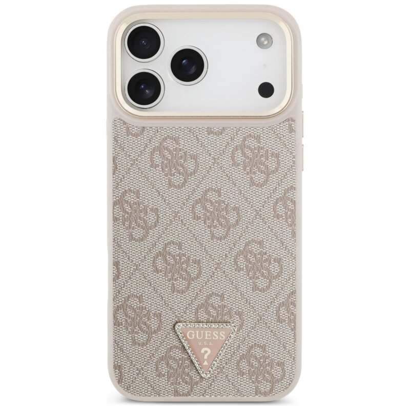 Husa originala Guess iPhone 17 Pro Max 4G Triangle Logo with Big Strap Metal Button MagSafe, roz, GUHMP17XP4G4TCSP