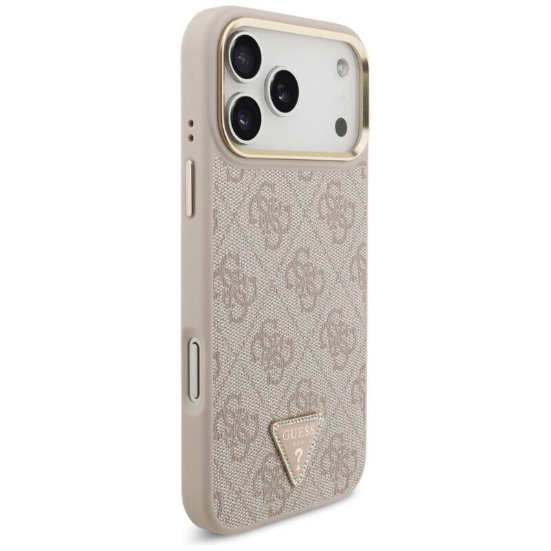 Husa originala Guess iPhone 17 Pro Max 4G Triangle Logo with Big Strap Metal Button MagSafe, roz, GUHMP17XP4G4TCSP
