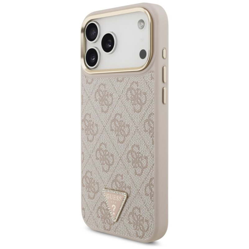 Husa originala Guess iPhone 17 Pro Max 4G Triangle Logo with Big Strap Metal Button MagSafe, roz, GUHMP17XP4G4TCSP