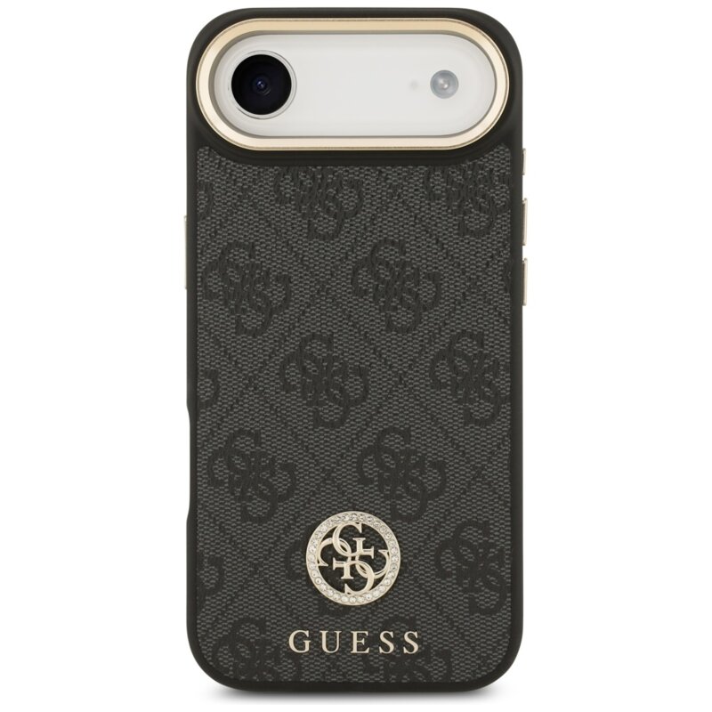 Husa originala Guess iPhone 17 Air 4G Strass Logo with Big Strap Metal Button MagSafe, negru, GUHMP17MP4G4DCSK