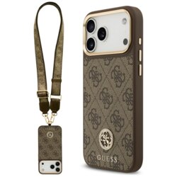 Husa originala Guess iPhone 17 Pro Max 4G Strass Logo with Big Strap Metal Button MagSafe, maro, GUHMP17XP4G4DCSW