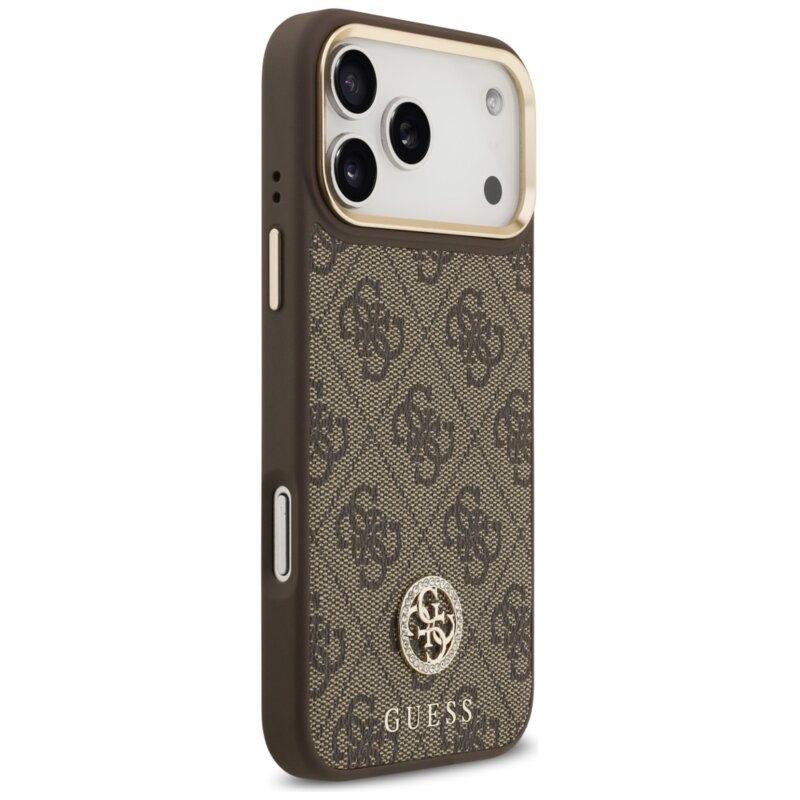 Husa originala Guess iPhone 17 Pro Max 4G Strass Logo with Big Strap Metal Button MagSafe, maro, GUHMP17XP4G4DCSW