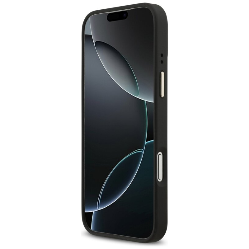 Husa originala Guess iPhone 17 Pro Max 4G Strass Logo with Big Strap Metal Button MagSafe, negru, GUHMP17XP4G4DCSK