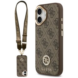 Husa originala Guess iPhone 17 4G Strass Logo with Big Strap Metal Button MagSafe, maro, GUHMP17SP4G4DCSW