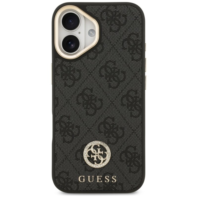 Husa originala Guess iPhone 17 4G Strass Logo with Big Strap Metal Button MagSafe, negru, GUHMP17SP4G4DCSK