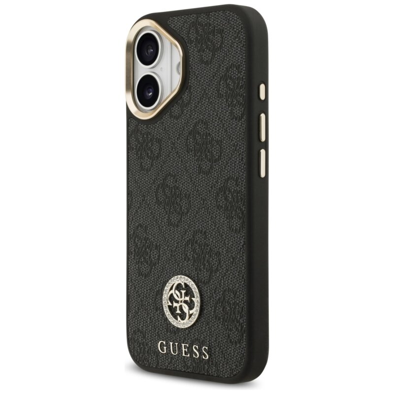 Husa originala Guess iPhone 17 4G Strass Logo with Big Strap Metal Button MagSafe, negru, GUHMP17SP4G4DCSK