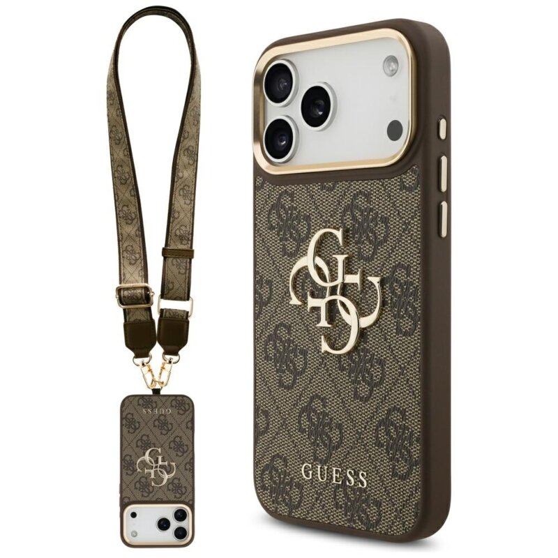 Husa originala Guess iPhone 17 Pro Max Big 4G Classic Logo with Big Strap Metal Buttons, maro, GUHCP17XP4G4BCSW