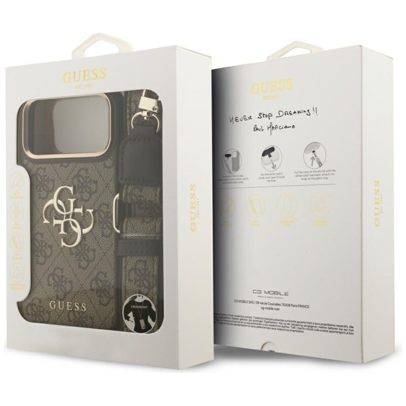 Husa originala Guess iPhone 17 Pro Max Big 4G Classic Logo with Big Strap Metal Buttons, maro, GUHCP17XP4G4BCSW