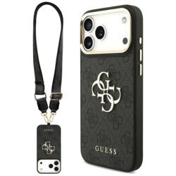 Husa originala Guess iPhone 17 Pro Max Big 4G Classic Logo with Big Strap Metal Buttons, negru, GUHCP17XP4G4BCSK