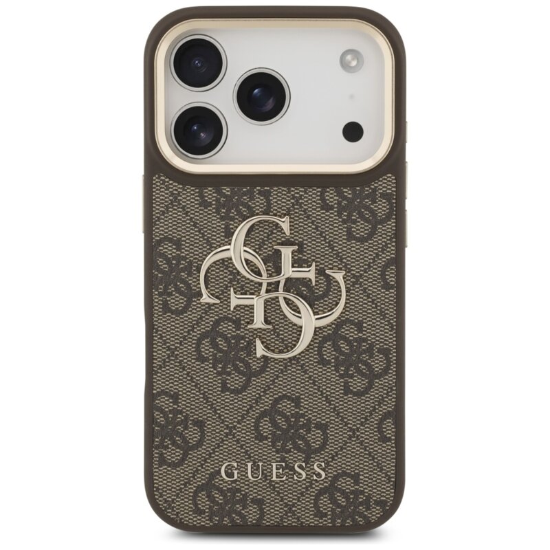 Husa originala Guess iPhone 17 Pro Big 4G Classic Logo with Big Strap Metal Buttons, maro, GUHCP17LP4G4BCSW