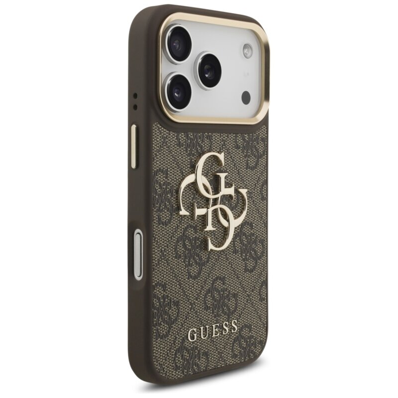 Husa originala Guess iPhone 17 Pro Big 4G Classic Logo with Big Strap Metal Buttons, maro, GUHCP17LP4G4BCSW