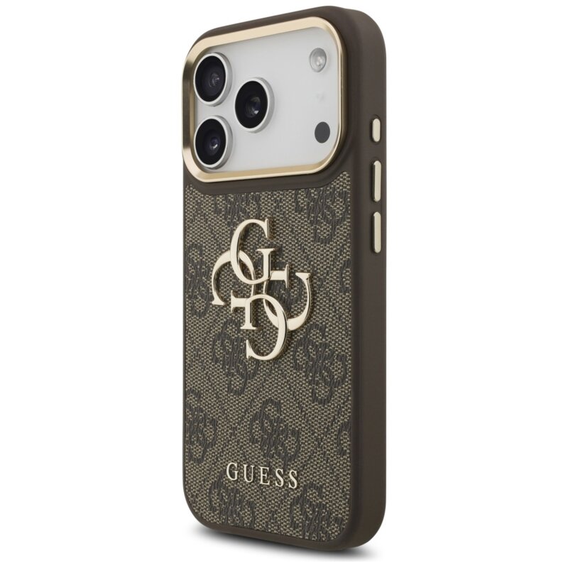 Husa originala Guess iPhone 17 Pro Big 4G Classic Logo with Big Strap Metal Buttons, maro, GUHCP17LP4G4BCSW