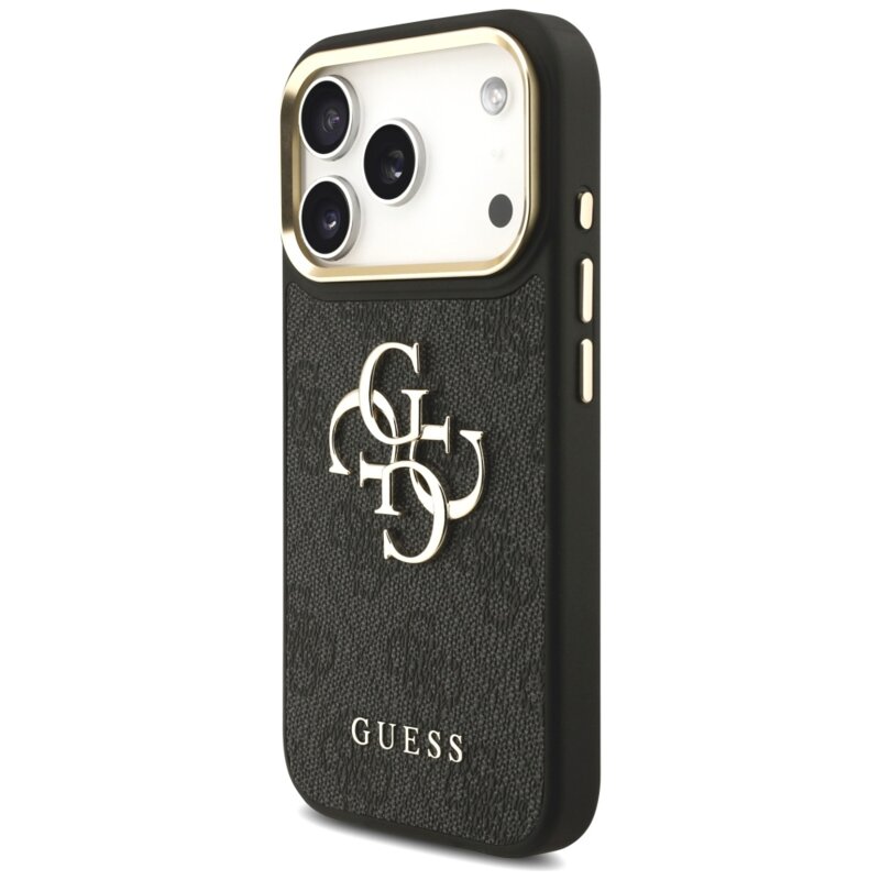 Husa originala Guess iPhone 17 Pro Big 4G Classic Logo with Big Strap Metal Buttons, negru, GUHCP17LP4G4BCSK