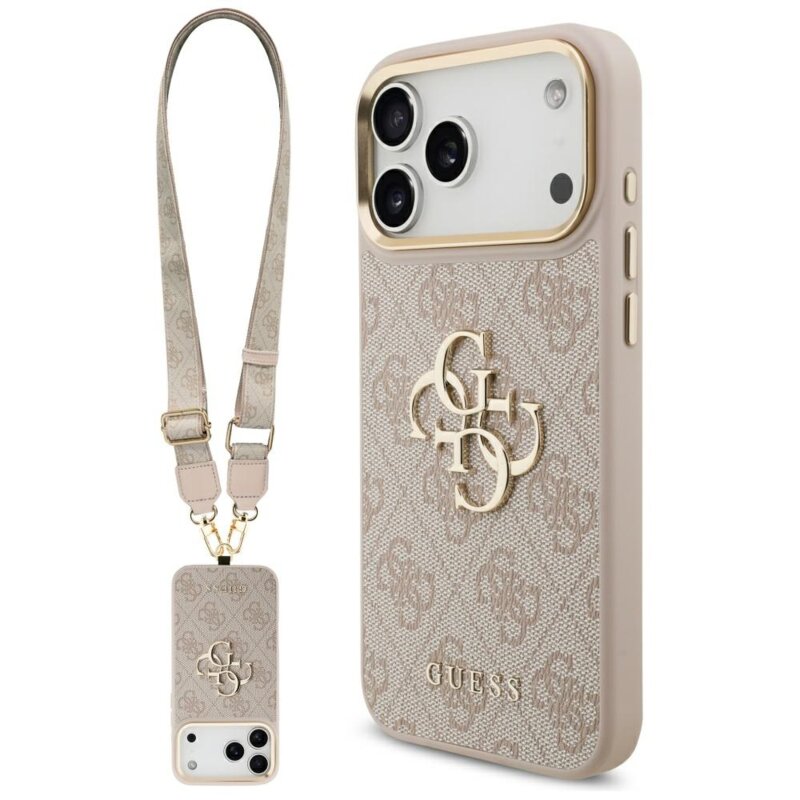Husa originala Guess iPhone 17 Pro Max Big 4G Classic Logo with Big Strap Metal Buttons, roz, GUHCP17XP4G4BCSP