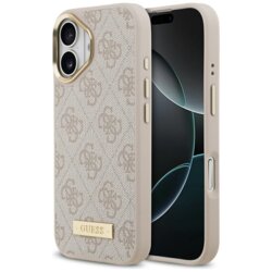 Husa originala Guess iPhone 17 Hardcase 4G Logo Plate MagSafe, roz, GUHMP17SU4GPRP