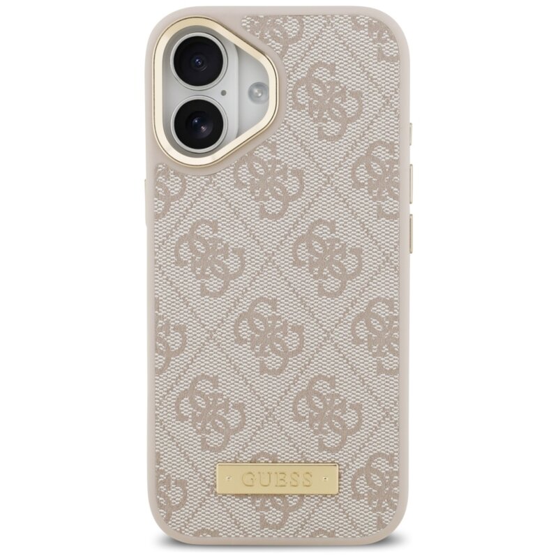 Husa originala Guess iPhone 17 Hardcase 4G Logo Plate MagSafe, roz, GUHMP17SU4GPRP