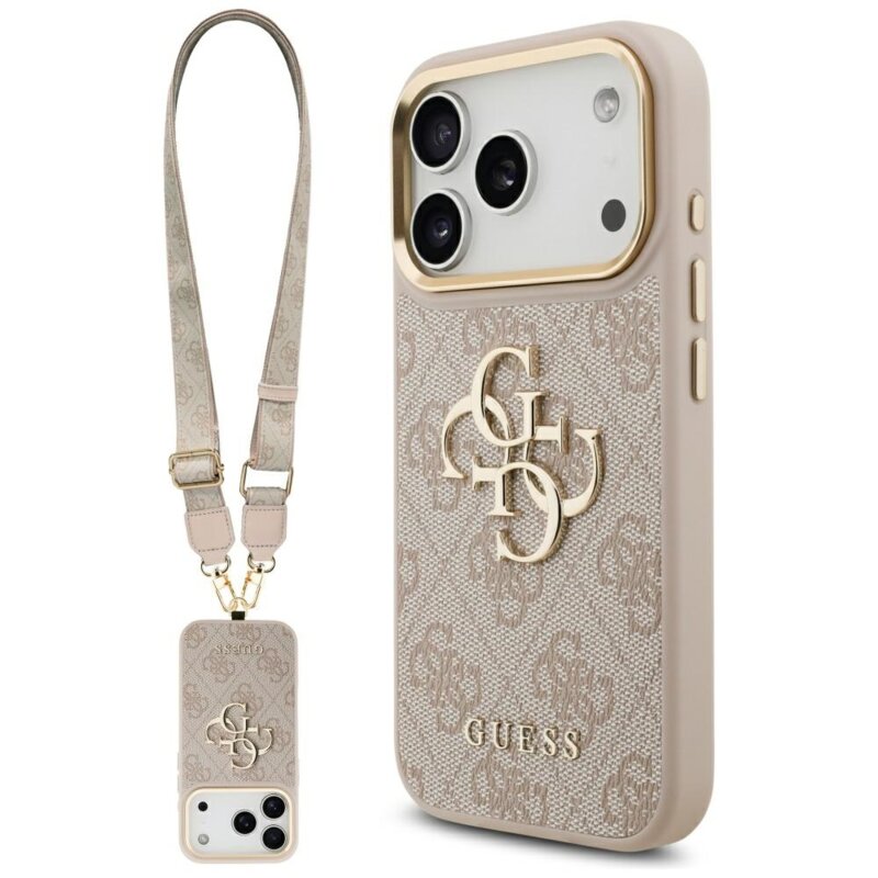 Husa originala Guess iPhone 17 Pro Big 4G Classic Logo with Big Strap Metal Buttons, roz, GUHCP17LP4G4BCSP