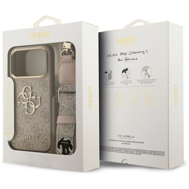 Husa originala Guess iPhone 17 Pro Big 4G Classic Logo with Big Strap Metal Buttons, roz, GUHCP17LP4G4BCSP