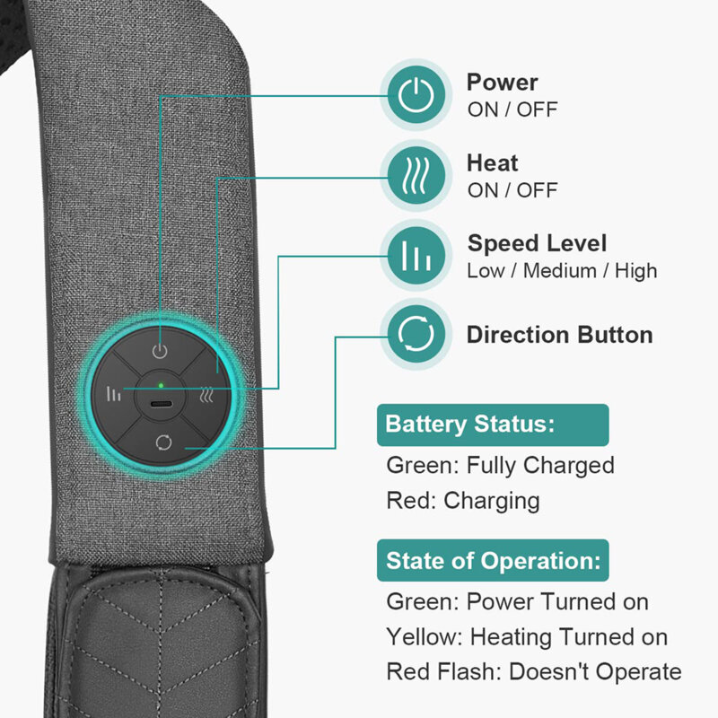 Aparat de masaj portabil pentru gat Nekteck, A01-NM03-BKUS