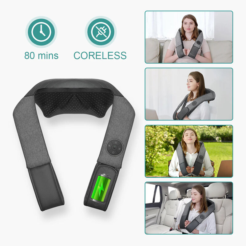 Aparat de masaj portabil pentru gat Nekteck, A01-NM03-BKUS