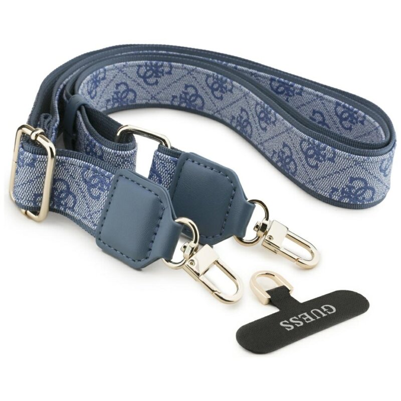 Husa originala Guess iPhone 17 Pro  4G Strass Logo with Big Strap Metal Button MagSafe, albastru, GUHMP17LP4G4DCSB