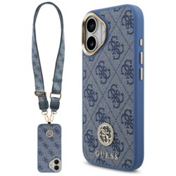 Husa originala Guess iPhone 17 4G Strass Logo with Big Strap Metal Button MagSafe, albastru, GUHMP17SP4G4DCSB