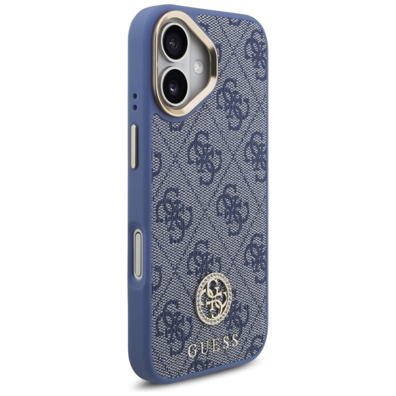 Husa originala Guess iPhone 17 4G Strass Logo with Big Strap Metal Button MagSafe, albastru, GUHMP17SP4G4DCSB