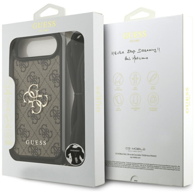Husa Guess Crossbody Cord 4G Big Logo iPhone 17 Air, maro, GUHCP17MP4GMGCRW