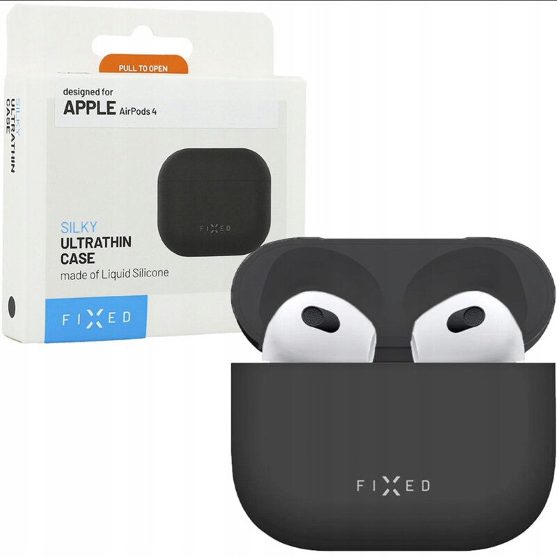 Husa AirPods 4 Fixed Silky, negru, FIXSIL-1473-BK