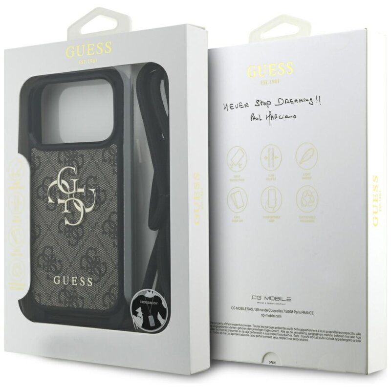 Husa Guess Crossbody Cord 4G Big Logo iPhone 17 Pro, maro, GUHCP17LP4GMGCRW