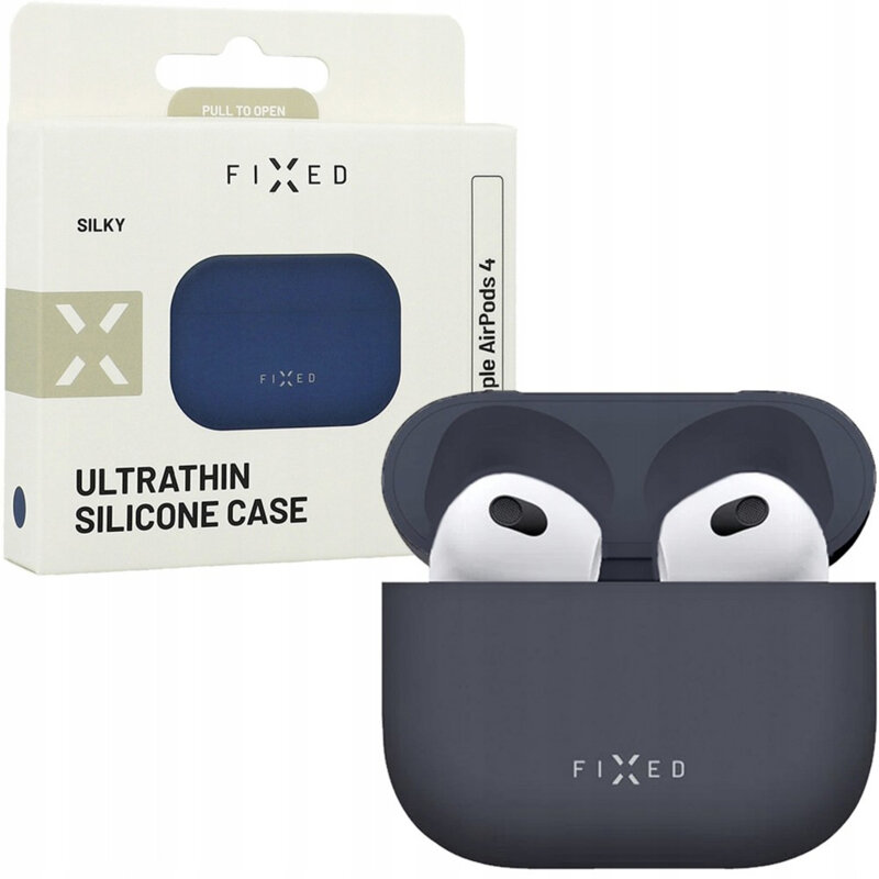 Husa AirPods 4 Fixed Silky, albastru, FIXSIL-1473-BL