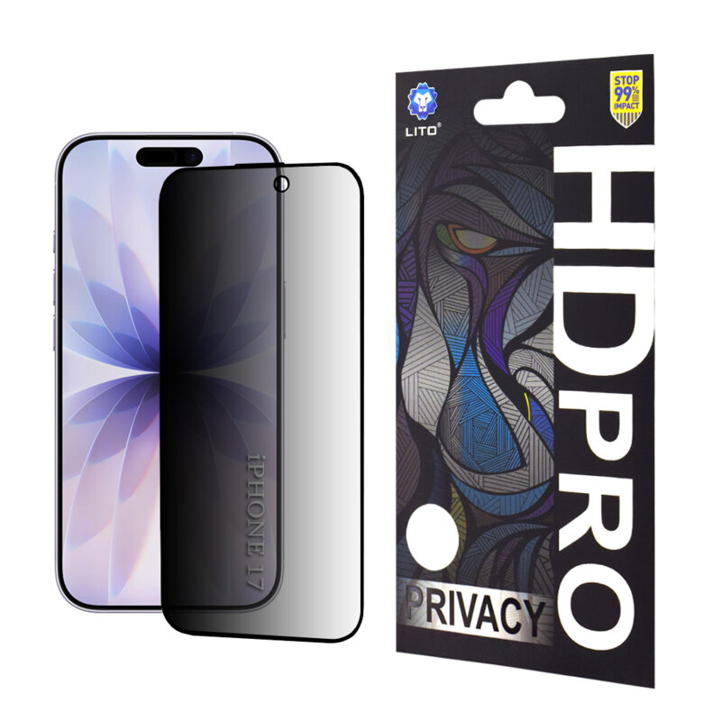Folie sticla iPhone 17 Lito HD Pro Privacy, negru
