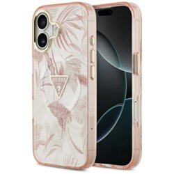 Husa iPhone 17 originala Guess Jungle Tonal Triangle MagSafe, roz, GUHMP17SHMILVTGP