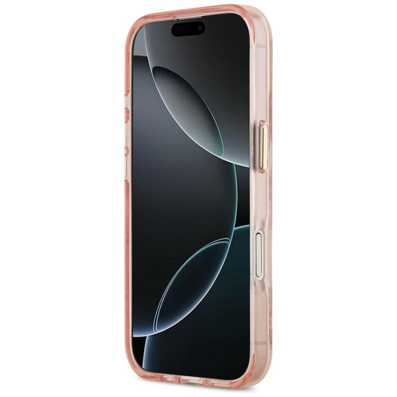 Husa iPhone 17 originala Guess Jungle Tonal Triangle MagSafe, roz, GUHMP17SHMILVTGP